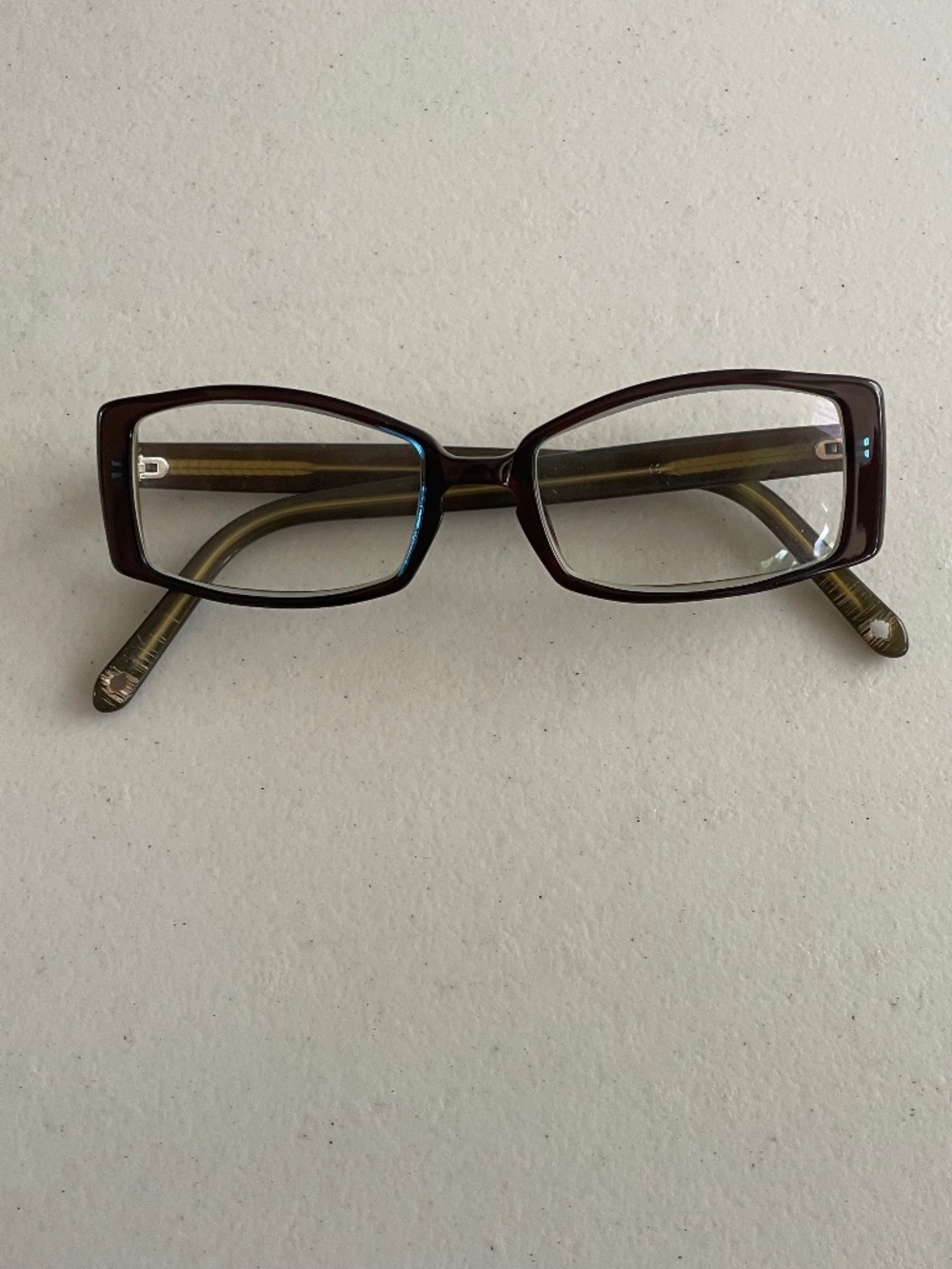 Vintage 90s Square Office Siren Eyeglasses Burgundy Frame with Blue